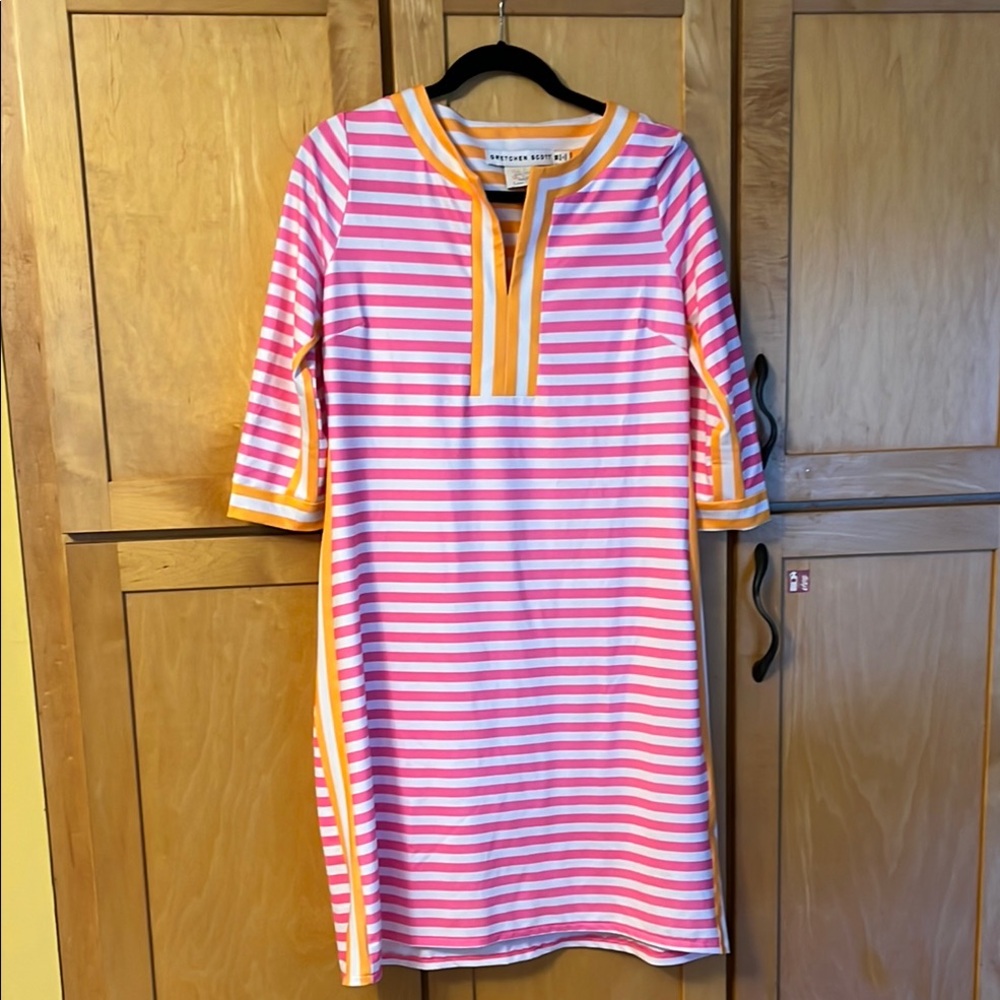 Gretchen Scott Designs Pink and Orange Striped Blouse